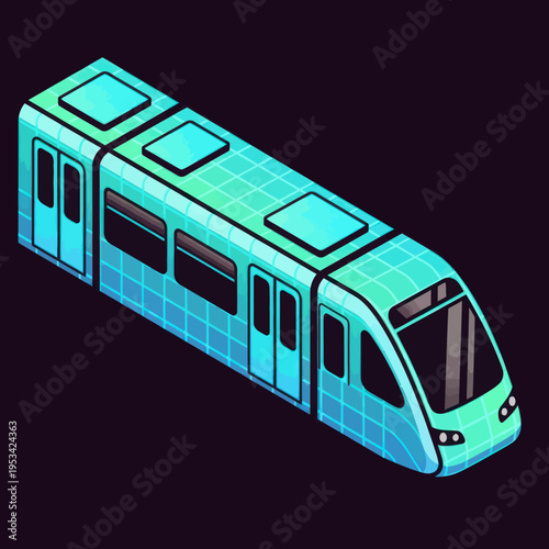 Modern Train with Turquoise Gradient Design.