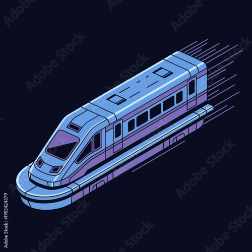 Futuristic Train Moving at High Speed.
