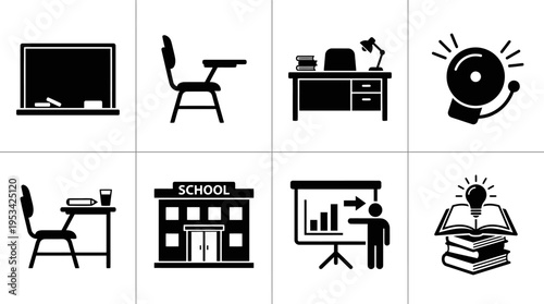 School Icons for Classroom, Learning, and Educational Environments