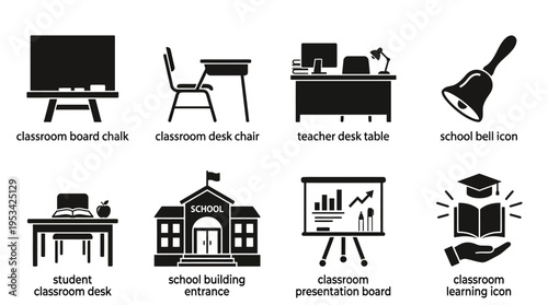 School Icons for Classroom, Learning, and Educational Environments