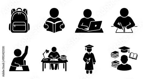 Library Icons for Study, Reading, and Educational Environments