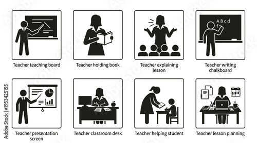 Library Icons for Study, Reading, and Educational Environments