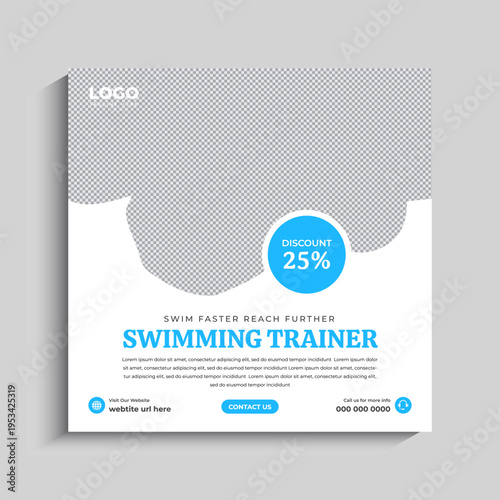 Swimming Trainer Social Media Instagram Post Banner Template