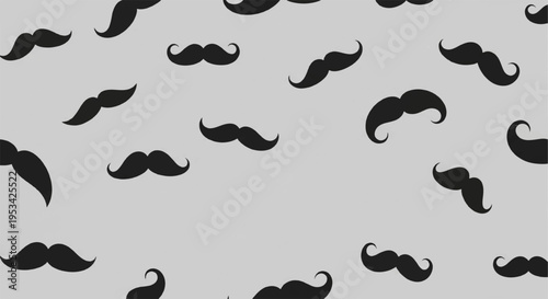 Black mustache icons on gray background facial hair symbols for design quirky and fun illustration