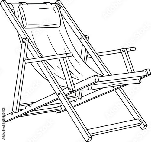 Black and white line of a wooden bench with slatted back and seat outdoor furniture slatted seat