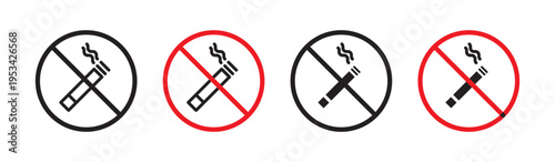 No smoking including electronic cigarettes sign in flat style. Basic vector symbol illustration