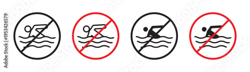 No swimming sign in flat style. Basic vector symbol illustration