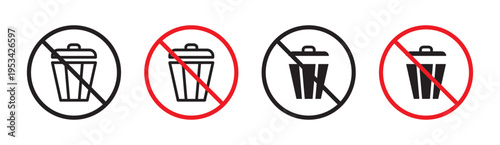 No trash sign in flat style. Basic vector symbol illustration
