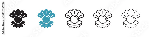 Pearl in the open shell icon in flat style. Basic vector symbol illustration