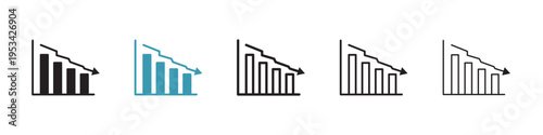 Reduction chart icon in flat style. Basic vector symbol illustration