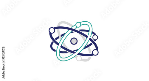 Abstract Atom Model Icon, Science, Research, Technology, Digital Representation