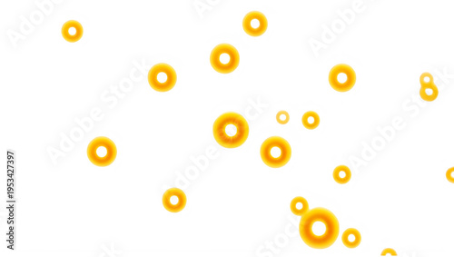 Yellow gradient circles with white centers floating on white background transparent background