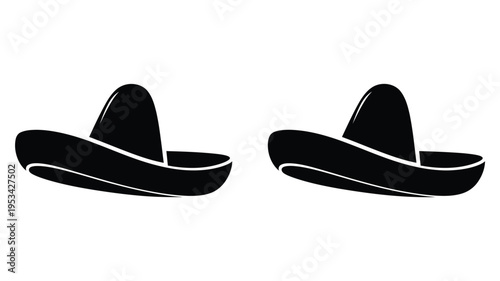 Two traditional sombreros depicted in striking black silhouette