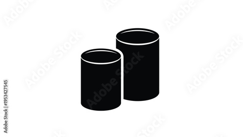 Two black cylindrical containers presented in a striking silhouette
