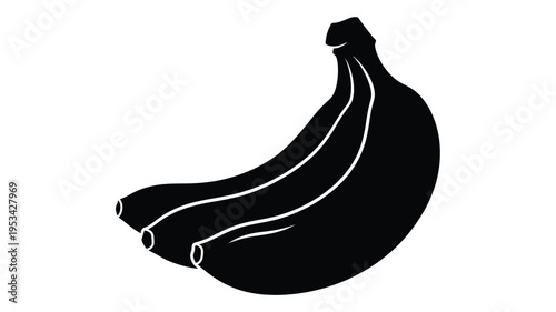 A striking black silhouette of a bunch of ripe bananas
