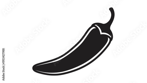A striking black silhouette of a single chili pepper