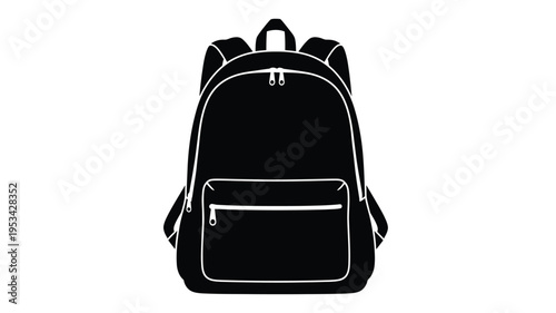 Black backpack design with front pocket a striking silhouette