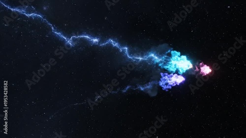 Energetic Cosmic Collision of Electric Plasma Trails in Dark Nebula