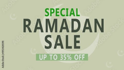 Ramadan Sale Promotion Business Discount Background. special Ramadan sale up to 35% off text loop animation. promoting a special offer during the holy month.
