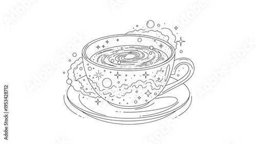 Vector illustration of a cup of coffee with saucer and steam