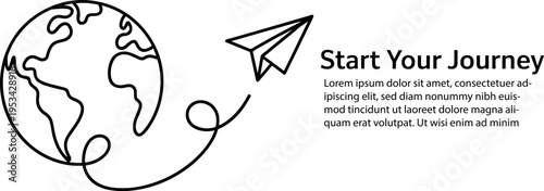 Start Your Journey Travel Adventure Flat Design Vector Illustration