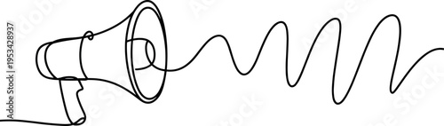 Minimalist megaphone vector illustration with sound wave, flat design