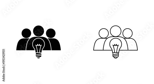 A group of people with a light bulb above them, symbolizing a shared idea.