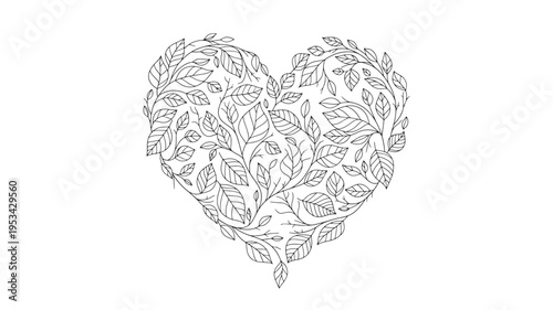 Heart shaped leafy pattern vector illustration