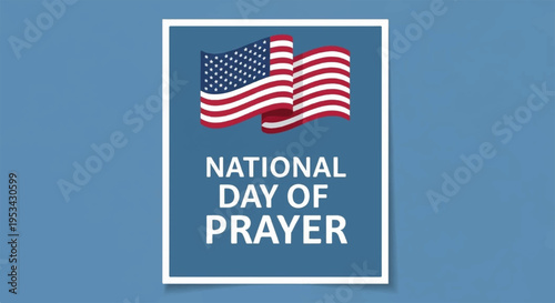 National day of prayer banner with american flag on blue background