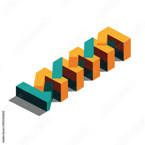 3D Blocks in Orange and Teal.