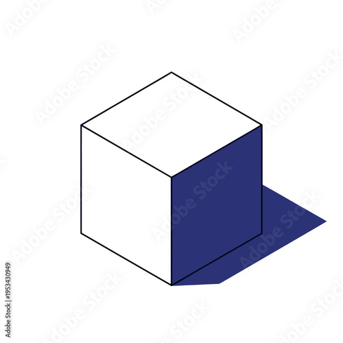 White and Blue 3D Cube Illustration.