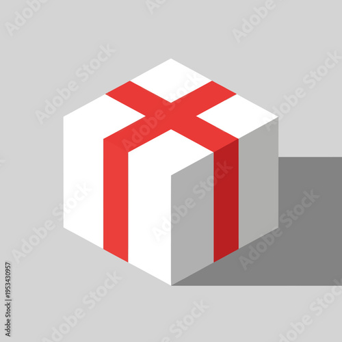 White Gift Box with Red Ribbon.