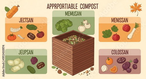 Portable compost bin with various organic materials and vegetables for sustainable gardening and recycling
