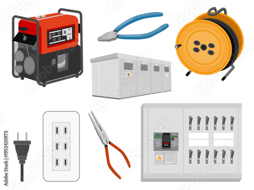 電気工事関連のイラストセット