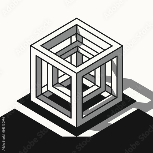 Three Dimensional Cube Geometric Structure.
