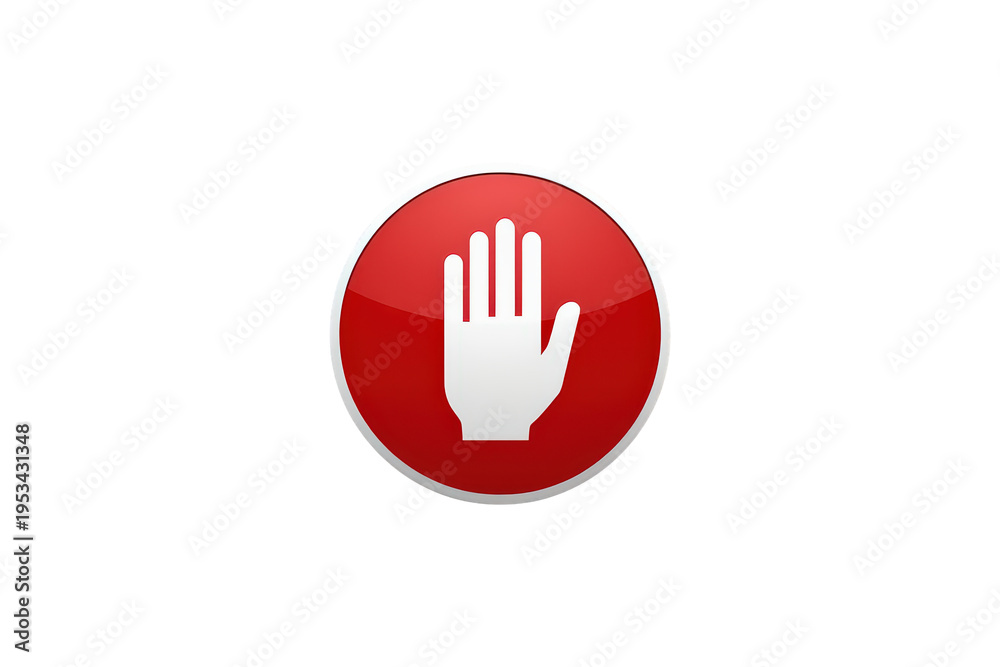 Obraz premium Stop hand symbol in a red circle, indicating warning, no entry, or restriction. Ideal for safety and control concepts