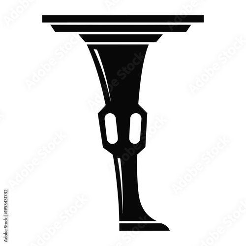 Blackandwhite illustration of ancient greek or roman column base and capital  architecture element icon