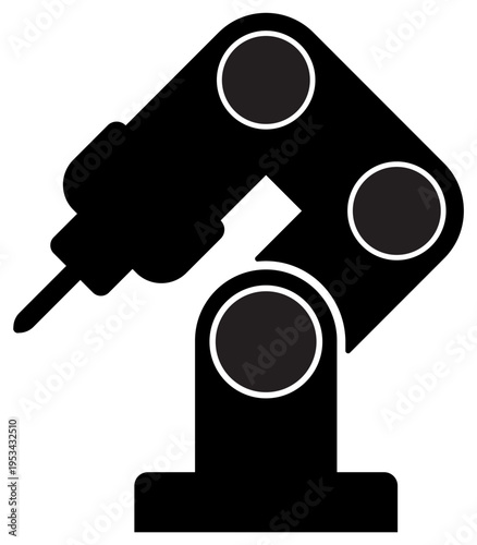 産業用ロボットアームのシルエット（工場・自動化・製造業・オートメーション）