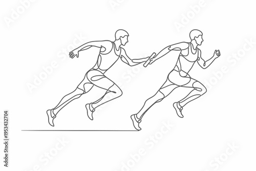 Tableau sur toile Carrera de relevos en contorno continuo
