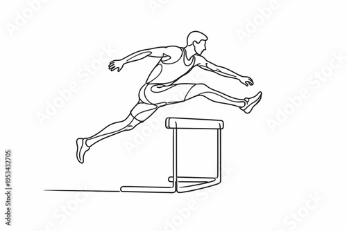 Atleta saltando el obstáculo