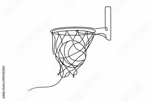 Foto Balón cruzando el aro en línea continua