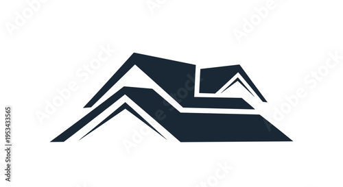 Modern stylized house roof logo design in solid dark blue color suitable for real estate, construction, or roofing companies.