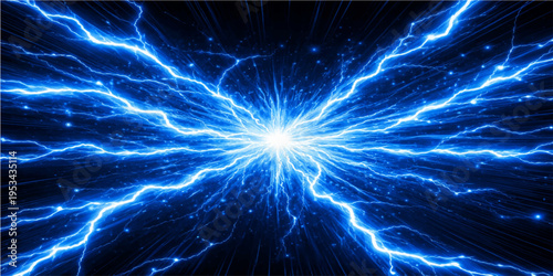 A seamless blue fractal pattern of glowing electric lightning flashes across the night sky, creating a powerful plasma storm texture with sparks of energy and light