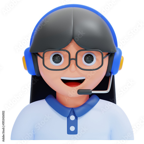 PNG 3D Call Center Agent Illustration Isolated on a Transparent Background
