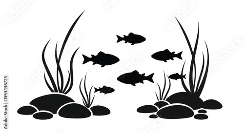 A floral nature pattern illustration featuring black and white flowers and leaves vector art with a spring plant silhouette design for a decorative summer card