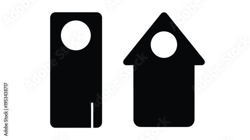 Simple black shapes with circular voids a minimalist design silhouette