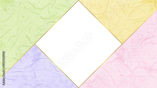 和紙風のフレーム、和風の背景素材、16:9サイズ