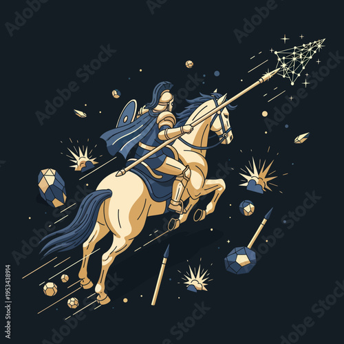 Illustration of Centaur Shooting Stars in Space.