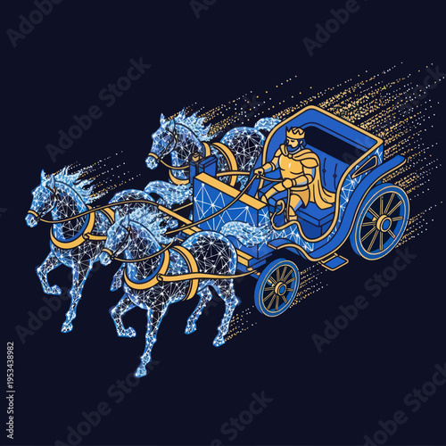 Ancient Roman Chariot with Horses Illustration.
