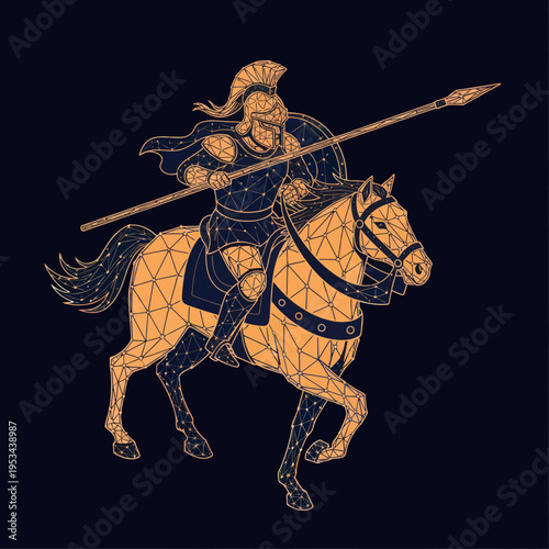 Medieval Knight Riding Horse with Spear.